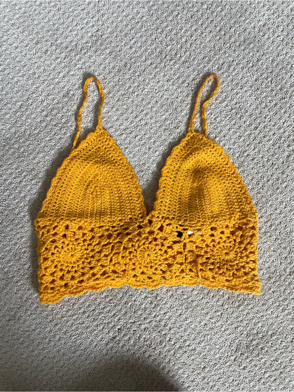 Forever 21 Crochet Bralette Top in Mustard Yellow